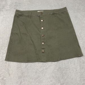 Falls Creek Skirt Womens 18 Green Button Up A Line Short Festival Boho Denim